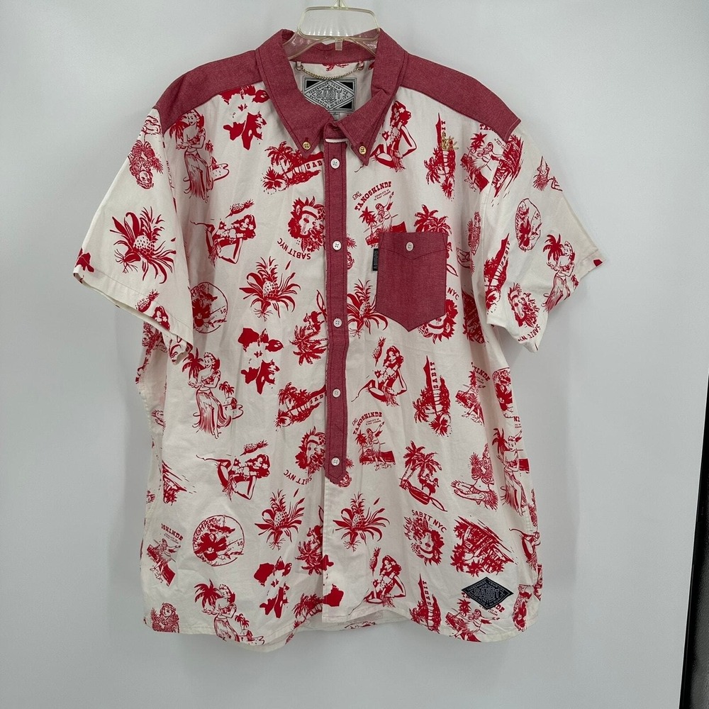 Sabit NYC Mens Hawaiian Shirt Size 4X Hula Girl Tropical Print Resort Vacation